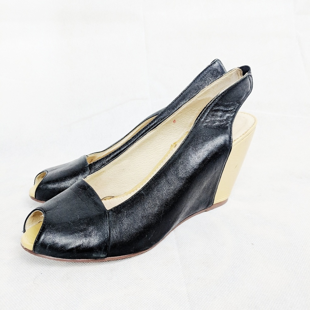 Anthropology Farlyrobbin Black & Yellow Wedges SZ8